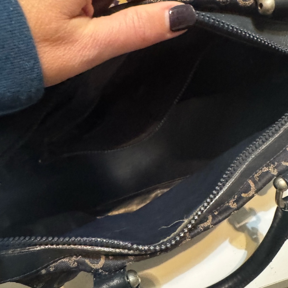 CELINE Navy Blue Boston Bag -  Rare Vintage Iconic Monogram! - Picture 5 of 11